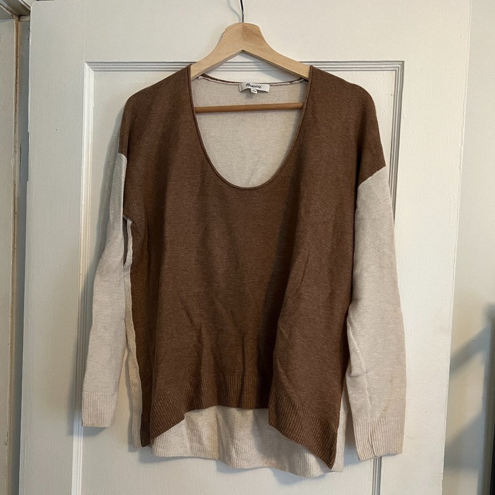 Madewell two-tone colorblock scoop neck sweater